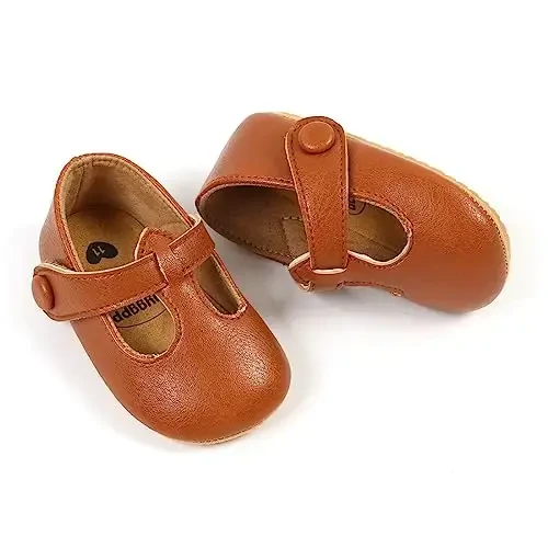 Ohwawadi Infant Baby Girl Shoes Baby Mary Jane Flats Princess Wedding Dress Shoes Crib Shoe for Newborns, Infants, Babies, and Toddlers - 6