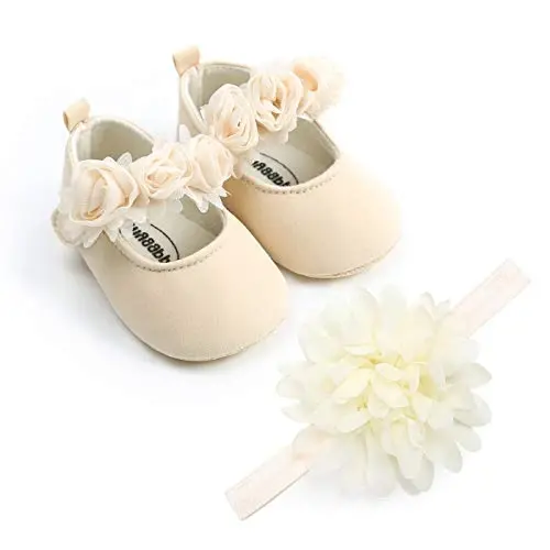 Ohwawadi Infant Baby Girl Shoes Baby Mary Jane Flats Princess Wedding Dress Shoes Crib Shoe for Newborns, Infants, Babies, and Toddlers - 1