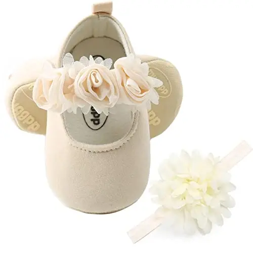 Ohwawadi Infant Baby Girl Shoes Baby Mary Jane Flats Princess Wedding Dress Shoes Crib Shoe for Newborns, Infants, Babies, and Toddlers - 5