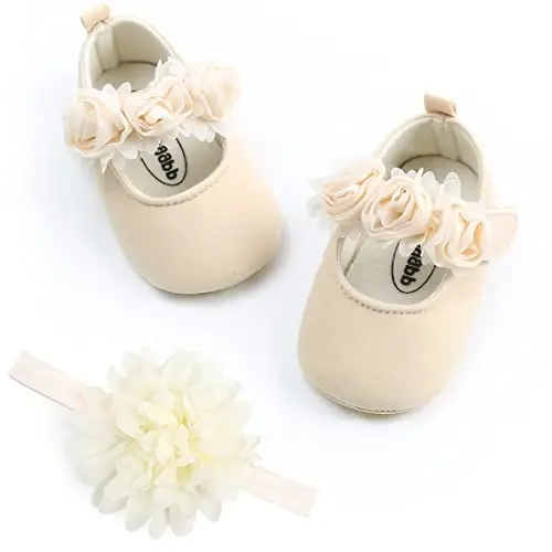 Ohwawadi Infant Baby Girl Shoes Baby Mary Jane Flats Princess Wedding Dress Shoes Crib Shoe for Newborns, Infants, Babies, and Toddlers - 6