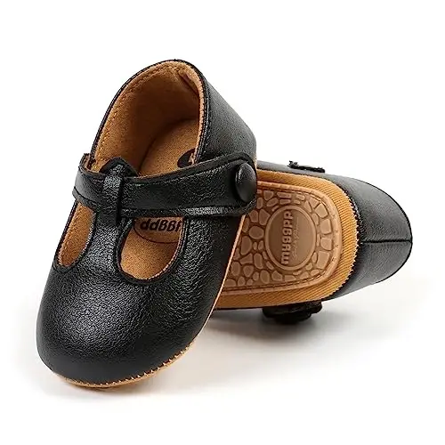 Ohwawadi Infant Baby Girl Shoes Baby Mary Jane Flats Princess Wedding Dress Shoes Crib Shoe for Newborns, Infants, Babies, and Toddlers - 1