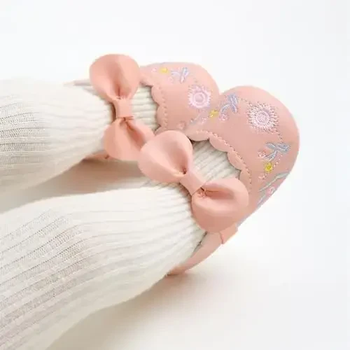Ohwawadi Infant Baby Girl Shoes Baby Mary Jane Flats Princess Wedding Dress Shoes Crib Shoe for Newborns, Infants, Babies, and Toddlers - OHWAWADI (1)