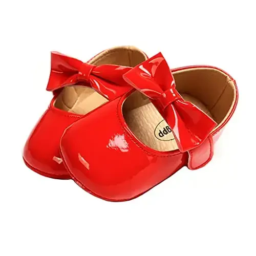 Ohwawadi Infant Baby Girl Shoes Baby Mary Jane Flats Princess Wedding Dress Shoes Crib Shoe for Newborns, Infants, Babies, and Toddlers 