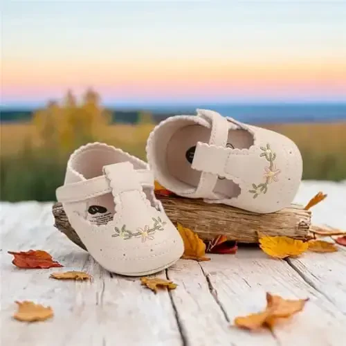 Ohwawadi Infant Baby Girl Shoes Baby Mary Jane Flats Princess Wedding Dress Shoes Crib Shoe for Newborns, Infants, Babies, and Toddlers - 4