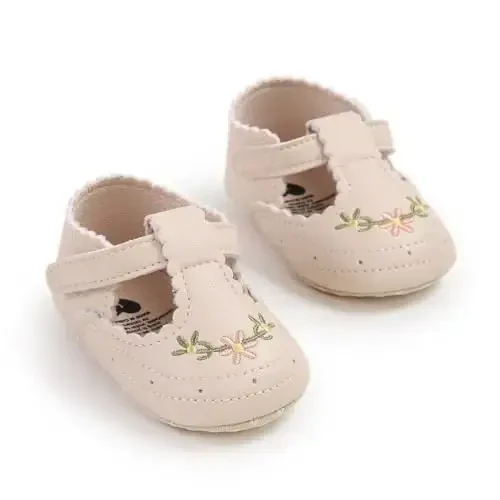 Ohwawadi Infant Baby Girl Shoes Baby Mary Jane Flats Princess Wedding Dress Shoes Crib Shoe for Newborns, Infants, Babies, and Toddlers - 6