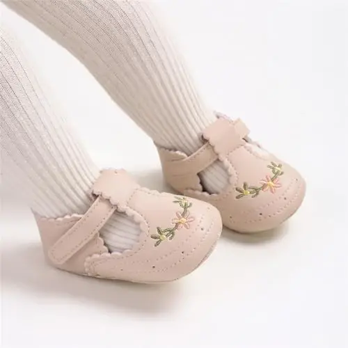 Ohwawadi Infant Baby Girl Shoes Baby Mary Jane Flats Princess Wedding Dress Shoes Crib Shoe for Newborns, Infants, Babies, and Toddlers - 2