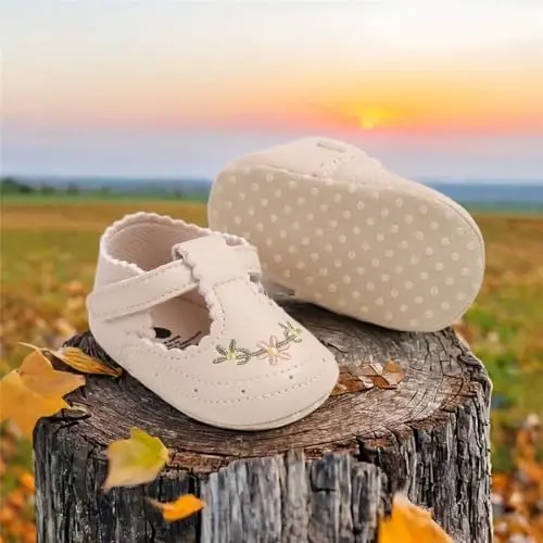 Ohwawadi Infant Baby Girl Shoes Baby Mary Jane Flats Princess Wedding Dress Shoes Crib Shoe for Newborns, Infants, Babies, and Toddlers - 3