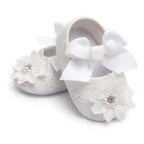 Ohwawadi Infant Baby Girl Shoes Soft Sole Mary Jane Flats Princess Dress Shoes Newborn First Walkers Prewalkers - 2