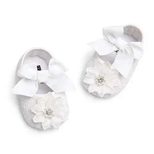 Ohwawadi Infant Baby Girl Shoes Soft Sole Mary Jane Flats Princess Dress Shoes Newborn First Walkers Prewalkers - 6