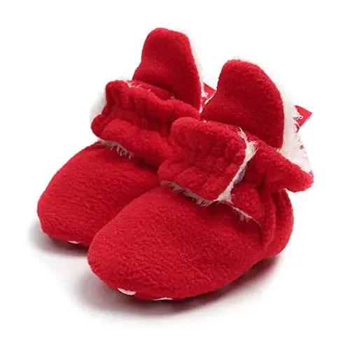 Ohwawadi Infant Baby Boys Girls Slippers Cozy Fleece Booties Soft Bottom Warm Cartoon Socks Newborn Crib Shoes - 7