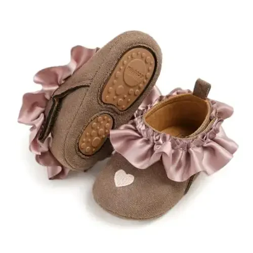 Ohwawadi Infant Baby Boys Girls Slippers Cozy Fleece Booties Soft Bottom Warm Cartoon Socks Newborn Crib Shoes - 3