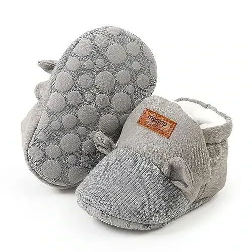 Ohwawadi Infant Baby Boys Girls Slippers Cozy Fleece Booties Soft Bottom Warm Cartoon Socks Newborn Crib Shoes - 3