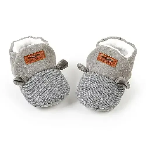 Ohwawadi Infant Baby Boys Girls Slippers Cozy Fleece Booties Soft Bottom Warm Cartoon Socks Newborn Crib Shoes - 4