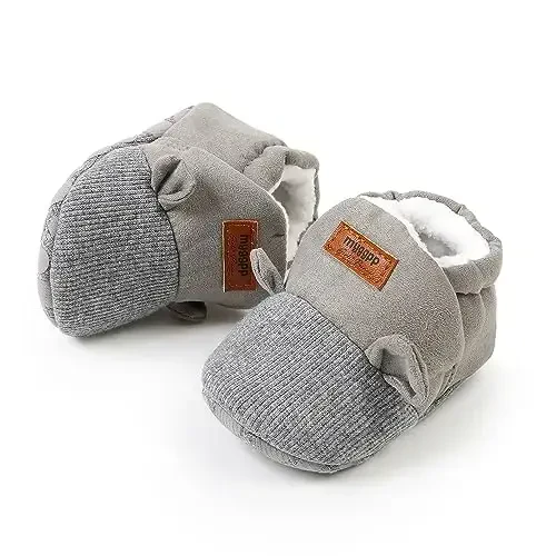 Ohwawadi Infant Baby Boys Girls Slippers Cozy Fleece Booties Soft Bottom Warm Cartoon Socks Newborn Crib Shoes - 5
