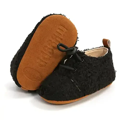 Ohwawadi Infant Baby Boys Girls Slippers Cozy Fleece Booties Soft Bottom Warm Cartoon Socks Newborn Crib Shoes - 4