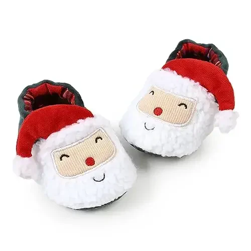 Ohwawadi Infant Baby Boys Girls Slippers Cozy Fleece Booties Soft Bottom Warm Cartoon Socks Newborn Crib Shoes - 6