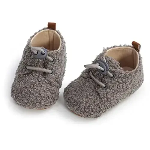 Ohwawadi Infant Baby Boys Girls Slippers Cozy Fleece Booties Soft Bottom Warm Cartoon Socks Newborn Crib Shoes - 5