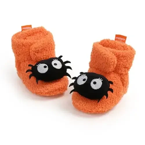 Ohwawadi Infant Baby Boys Girls Slippers Cozy Fleece Booties Soft Bottom Warm Cartoon Socks Newborn Crib Shoes 