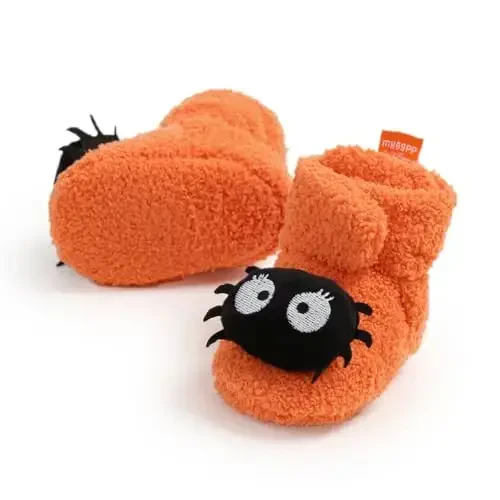 Ohwawadi Infant Baby Boys Girls Slippers Cozy Fleece Booties Soft Bottom Warm Cartoon Socks Newborn Crib Shoes - 3