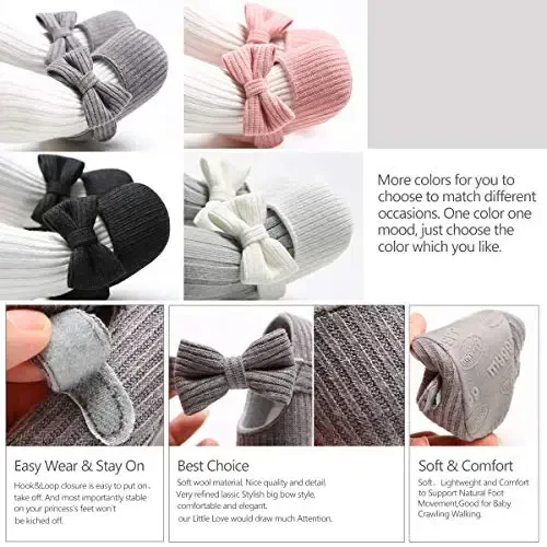 Ohwawadi Infant Baby Boys Girls Slippers Cozy Fleece Booties Soft Bottom Warm Cartoon Socks Newborn Crib Shoes - 6
