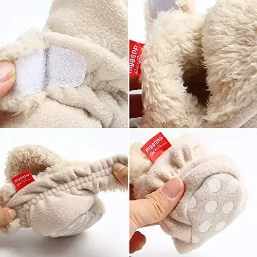 Ohwawadi Infant Baby Boys Girls Slippers Cozy Fleece Booties Soft Bottom Warm Cartoon Socks Newborn Crib Shoes - 7