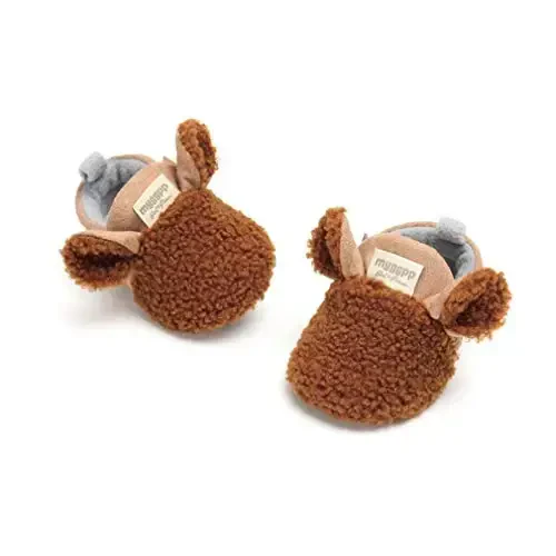 Ohwawadi Infant Baby Boys Girls Slippers Cozy Fleece Booties Soft Bottom Warm Cartoon Socks Newborn Crib Shoes - 5