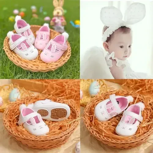 Ohwawadi Infant Baby Boys Girls Slippers Cozy Fleece Booties Soft Bottom Warm Cartoon Socks Newborn Crib Shoes - 3