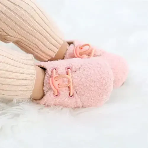 Ohwawadi Infant Baby Boys Girls Slippers Cozy Fleece Booties Soft Bottom Warm Cartoon Socks Newborn Crib Shoes - TUOTING (1)