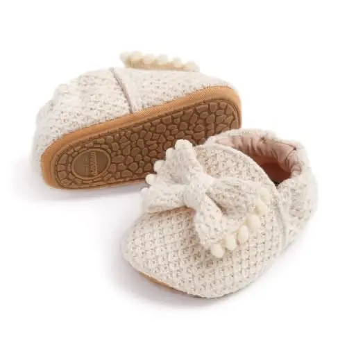 Ohwawadi Infant Baby Boys Girls Slippers Cozy Fleece Booties Soft Bottom Warm Cartoon Socks Newborn Crib Shoes - 4