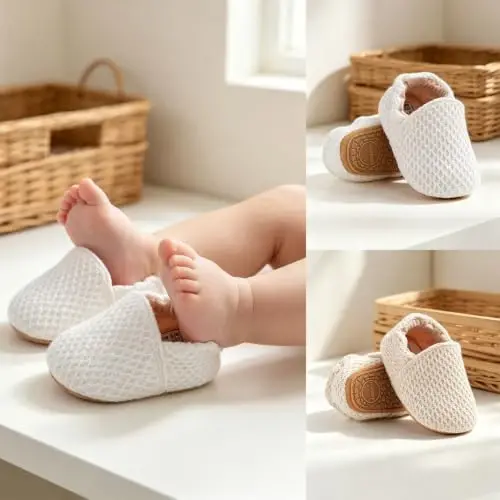 Ohwawadi Infant Baby Boys Girls Slippers Cozy Fleece Booties Soft Bottom Warm Cartoon Socks Newborn Crib Shoes - 4