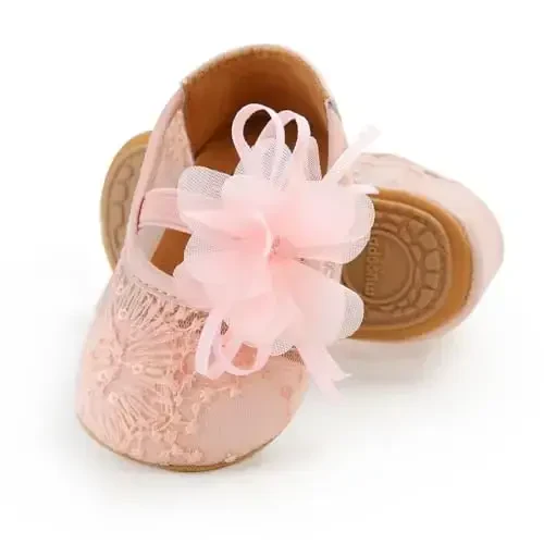Ohwawadi Infant Baby Girl Shoes Baby Mary Jane Flats Princess Wedding Dress Shoes Crib Shoe for Newborns, Infants, Babies, and Toddlers - OHWAWADI