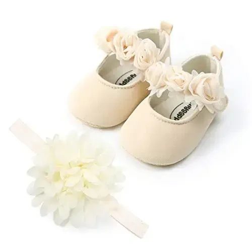 Ohwawadi Infant Baby Girl Shoes Baby Mary Jane Flats Princess Wedding Dress Shoes Crib Shoe for Newborns, Infants, Babies, and Toddlers - 3