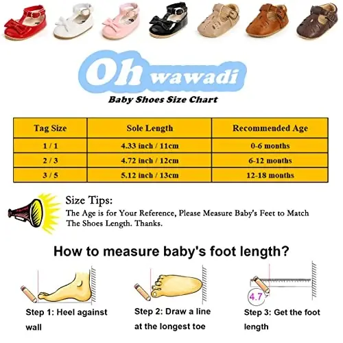 Ohwawadi Infant Baby Girl Shoes Baby Mary Jane Flats Princess Wedding Dress Shoes Crib Shoe for Newborns, Infants, Babies, and Toddlers - 6