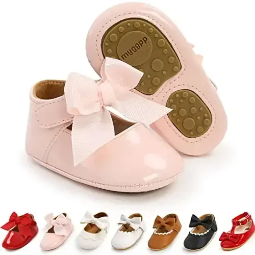 Ohwawadi Infant Baby Girl Shoes Baby Mary Jane Flats Princess Wedding Dress Shoes Crib Shoe for Newborns, Infants, Babies, and Toddlers - OHWAWADI