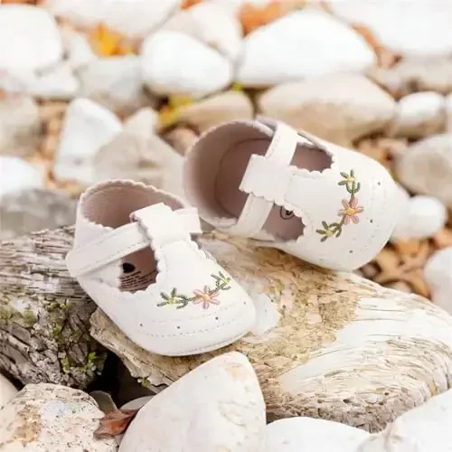 Ohwawadi Infant Baby Girl Shoes Baby Mary Jane Flats Princess Wedding Dress Shoes Crib Shoe for Newborns, Infants, Babies, and Toddlers - 4