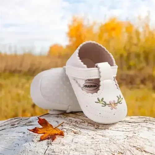 Ohwawadi Infant Baby Girl Shoes Baby Mary Jane Flats Princess Wedding Dress Shoes Crib Shoe for Newborns, Infants, Babies, and Toddlers - 6