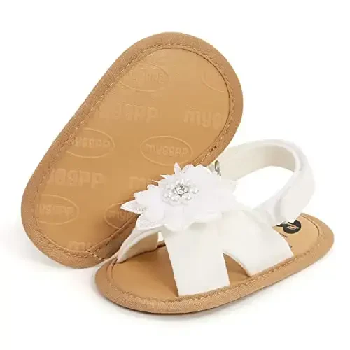 Ohwawadi Infant Baby Girl Shoes Baby Mary Jane Flats Princess Wedding Dress Shoes Crib Shoe for Newborns, Infants, Babies, and Toddlers - 5