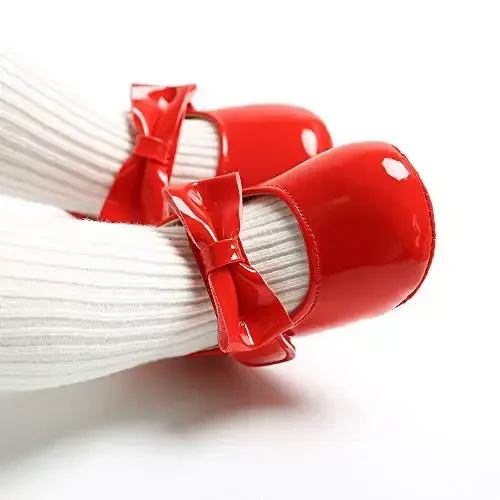 Ohwawadi Infant Baby Girl Shoes Baby Mary Jane Flats Princess Wedding Dress Shoes Crib Shoe for Newborns, Infants, Babies, and Toddlers - 3