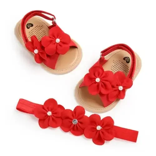 Ohwawadi Infant Baby Girl Shoes Baby Mary Jane Flats Princess Wedding Dress Shoes Crib Shoe for Newborns, Infants, Babies, and Toddlers 