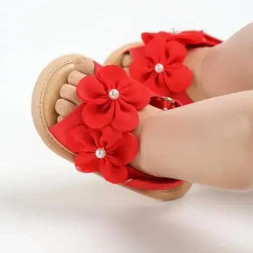 Ohwawadi Infant Baby Girl Shoes Baby Mary Jane Flats Princess Wedding Dress Shoes Crib Shoe for Newborns, Infants, Babies, and Toddlers - 2