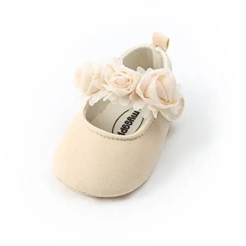 Ohwawadi Infant Baby Girl Shoes Baby Mary Jane Flats Princess Wedding Dress Shoes Crib Shoe for Newborns, Infants, Babies, and Toddlers - 3