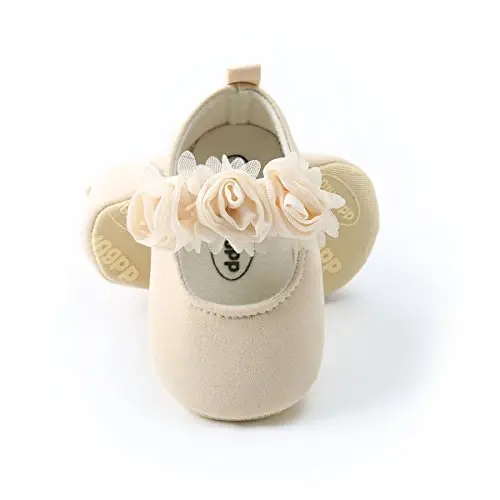 Ohwawadi Infant Baby Girl Shoes Baby Mary Jane Flats Princess Wedding Dress Shoes Crib Shoe for Newborns, Infants, Babies, and Toddlers - 4