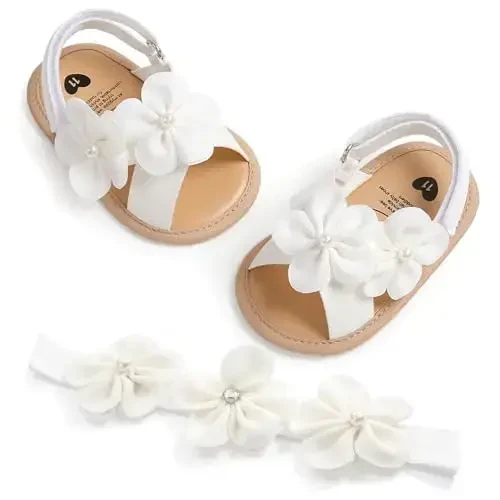 Ohwawadi Infant Baby Girl Shoes Baby Mary Jane Flats Princess Wedding Dress Shoes Crib Shoe for Newborns, Infants, Babies, and Toddlers - 3