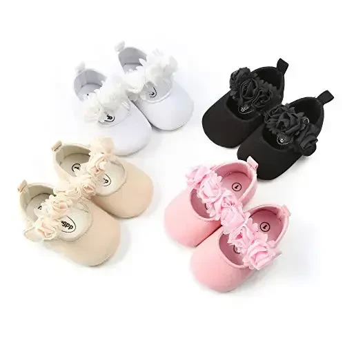 Ohwawadi Infant Baby Girl Shoes Baby Mary Jane Flats Princess Wedding Dress Shoes Crib Shoe for Newborns, Infants, Babies, and Toddlers - OHWAWADI (1)