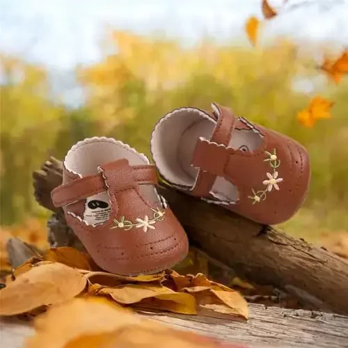 Ohwawadi Infant Baby Girl Shoes Baby Mary Jane Flats Princess Wedding Dress Shoes Crib Shoe for Newborns, Infants, Babies, and Toddlers - 4