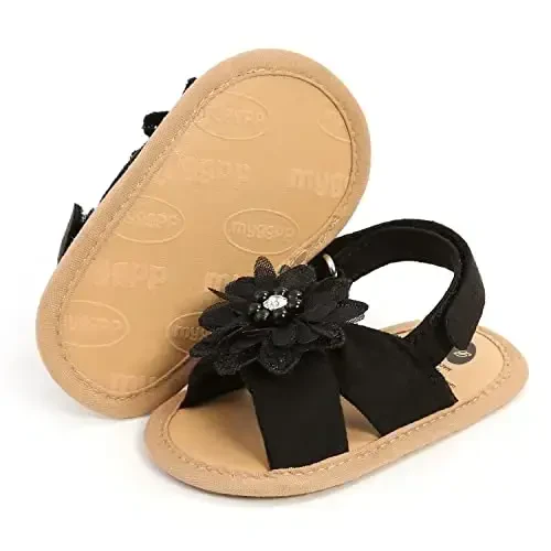 Ohwawadi Infant Baby Girl Shoes Baby Mary Jane Flats Princess Wedding Dress Shoes Crib Shoe for Newborns, Infants, Babies, and Toddlers - 3