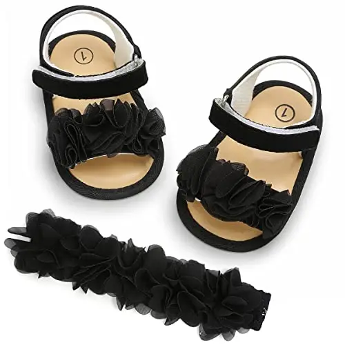 Ohwawadi Infant Baby Girl Shoes Baby Mary Jane Flats Princess Wedding Dress Shoes Crib Shoe for Newborns, Infants, Babies, and Toddlers - 4