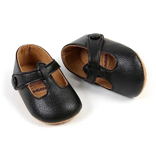 Ohwawadi Infant Baby Girl Shoes Baby Mary Jane Flats Princess Wedding Dress Shoes Newbornlar, chaqaloqlar, go'daklar va yosh bolalar uchun krovat poyafzali - 5