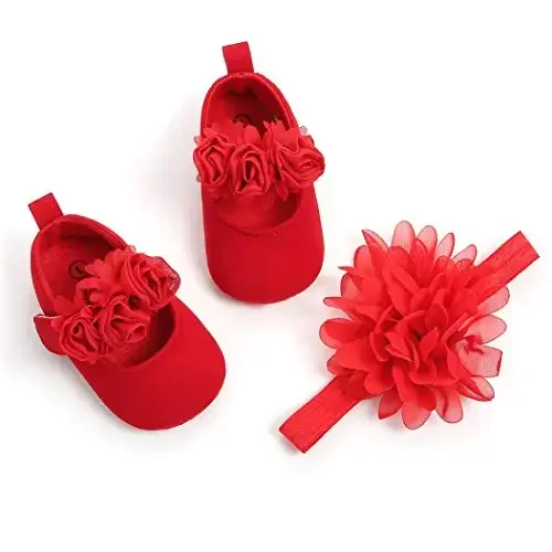 Ohwawadi Infant Baby Girl Shoes Baby Mary Jane Flats Princess Wedding Dress Shoes Newbornlar, chaqaloqlar, go'daklar va yosh bolalar uchun krovat poyafzali 