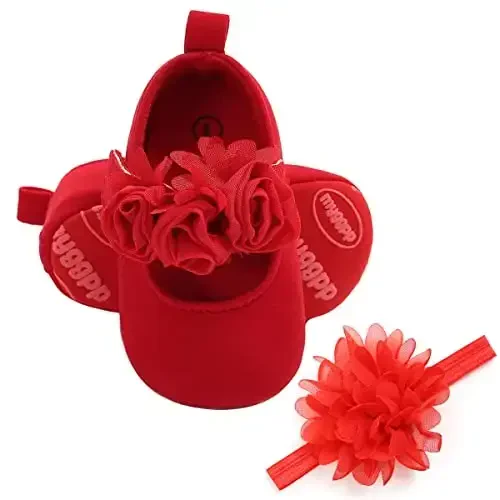 Ohwawadi Infant Baby Girl Shoes Baby Mary Jane Flats Princess Wedding Dress Shoes Newbornlar, chaqaloqlar, go'daklar va yosh bolalar uchun krovat poyafzali - 6